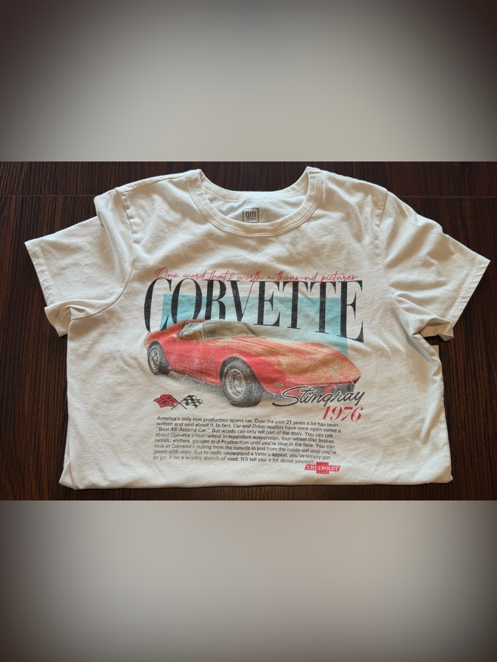 Size S GM Hybrid Apparel Corvette Stingray 1976 Graphic Tee
